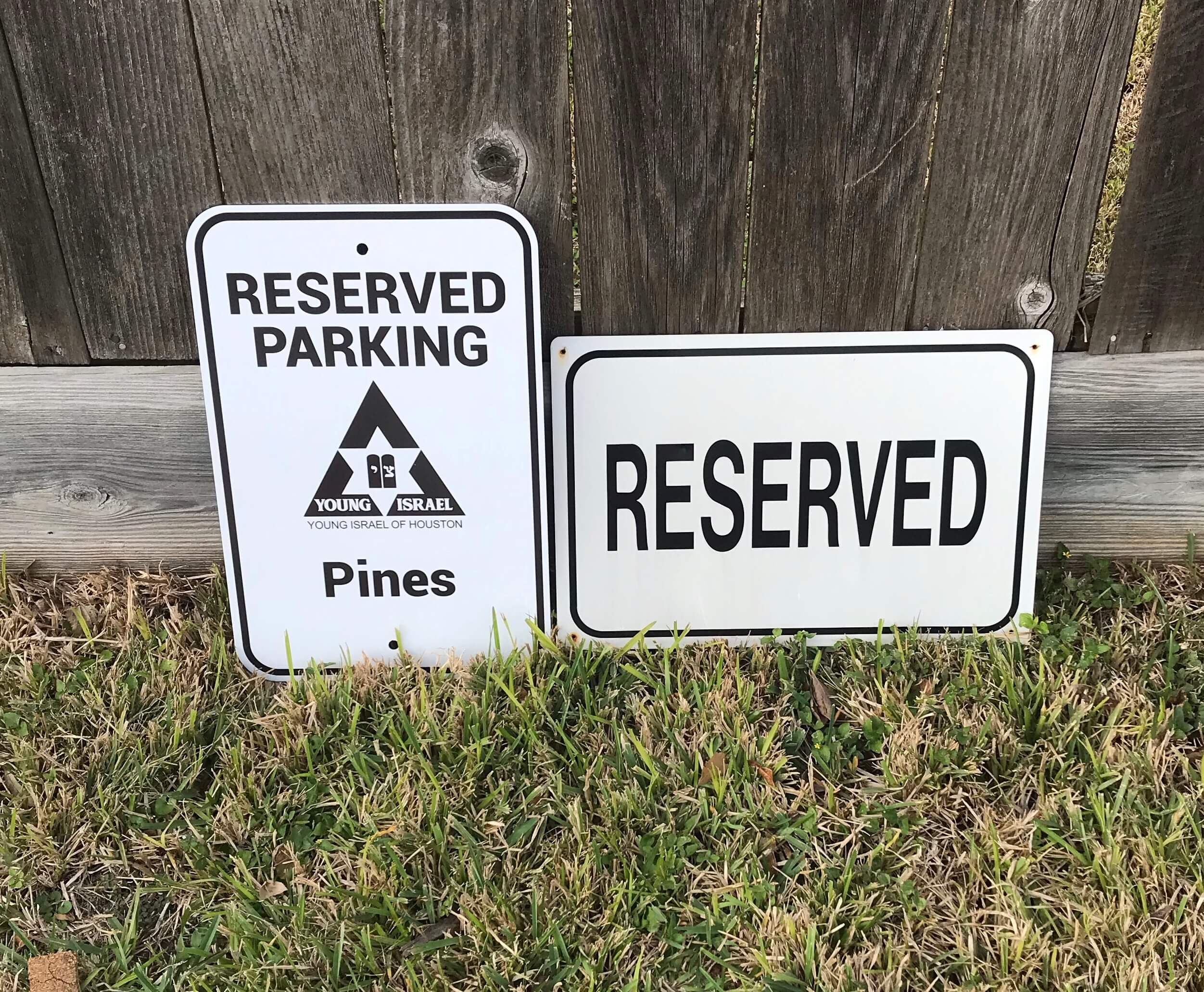 Parking Sign for Young Israel of Houston - Reserved Parking Sign